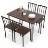 Costway 5pcs Dining Table Set Wood Kitchen Table & 4 Chairs Walnut