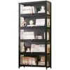 FORET 5-Tier Bamboo Display Cabinet Flip-Up Door Dust-Proof Bookshelf 80cm Wide