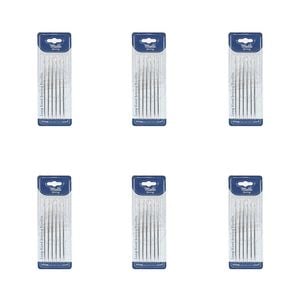6x 6pc Malli Sewing Steel Long Hand Large Fabric Sewing Needles 125mm Silver