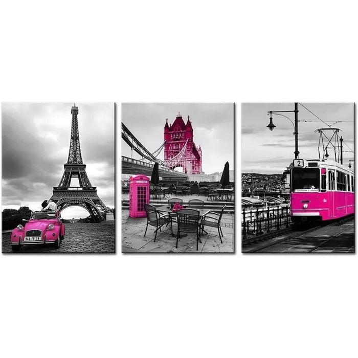 3pcs Eiffel Tower Love Themed Print 100% Australian Made 3 x 40x60cm (Metal Print)