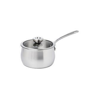 Meyer White Steel Stainless Steel Induction Saucepan With Glass Lid 18cm