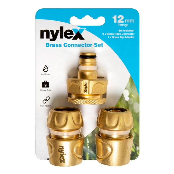 Nylex 12mm 3 Piece Brass Fitting Set