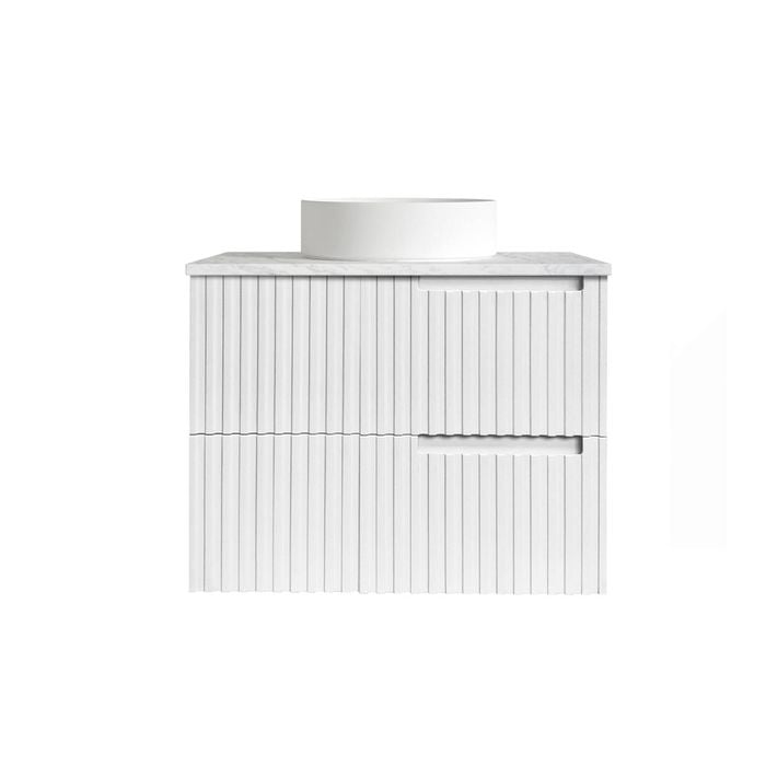 Attica Nobu 750mm Satin White Vanity With Carrara Stone Top 