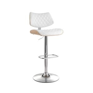 Artiss Bar Stools Gas Lift Stool Wooden Leather White