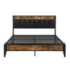 IHOMDEC Queen Size Metal & Wood Bed Frame 2 Outlets &1 USB ports and 1 Type C Charging Station BED03 Rustic Dark Brown