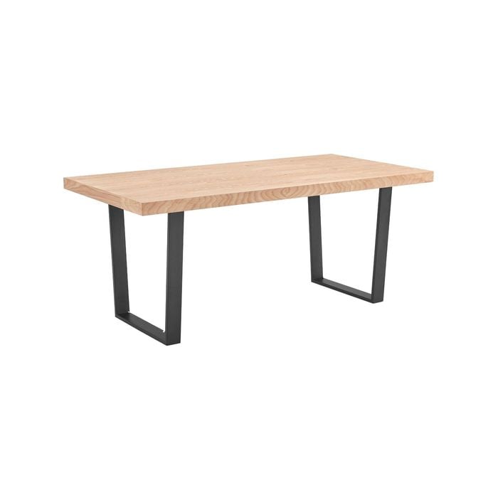 Petunia  Dining Table 180cm Elm Timber Wood Black Metal Leg - Natural