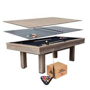 TOPONE Ayesha 3-IN-1 Pool Table/Billiard Table/Table Tennis Table/Dinning Table 7FT/8FT - 7FT TABLE