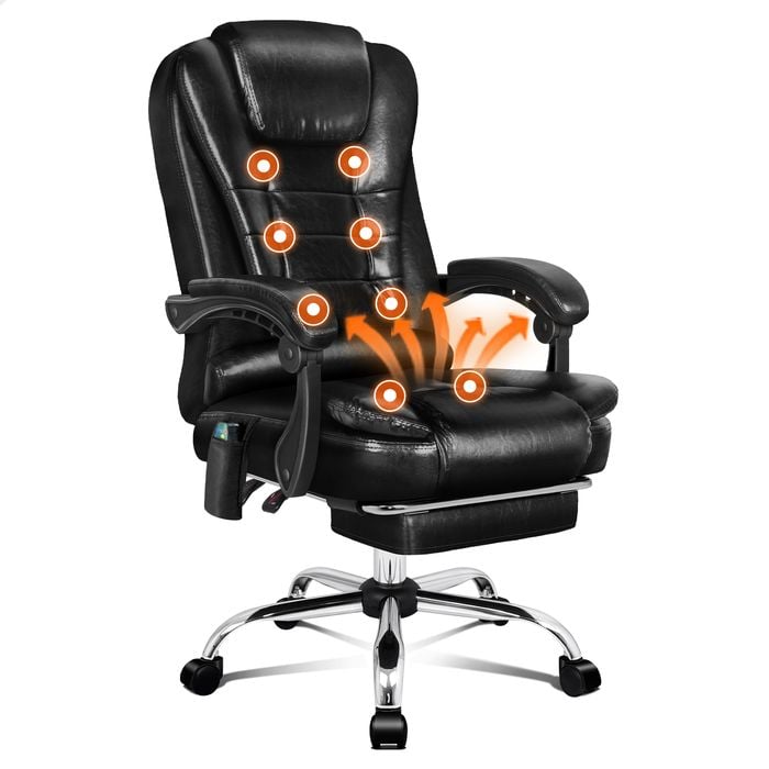 ALFORDSON Executive Office Chair Massage Heated Glossy Black