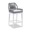 Hugo Outdoor Aluminium And Rope Bar Stool White & Grey W/textured Olefin Cushions