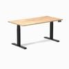 Desky Dual Natural Timber Rubberwood Sit Stand Desk 150x75cm Matte Black Frame Leg