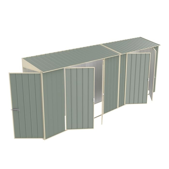Build-a-Shed 0.8 x 5.2 x 2.0m Green Skillion Double Plus Double Hinged Side Doors Shed