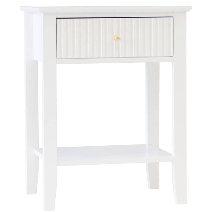 Zara Fluted 1 Drawer Side Table White