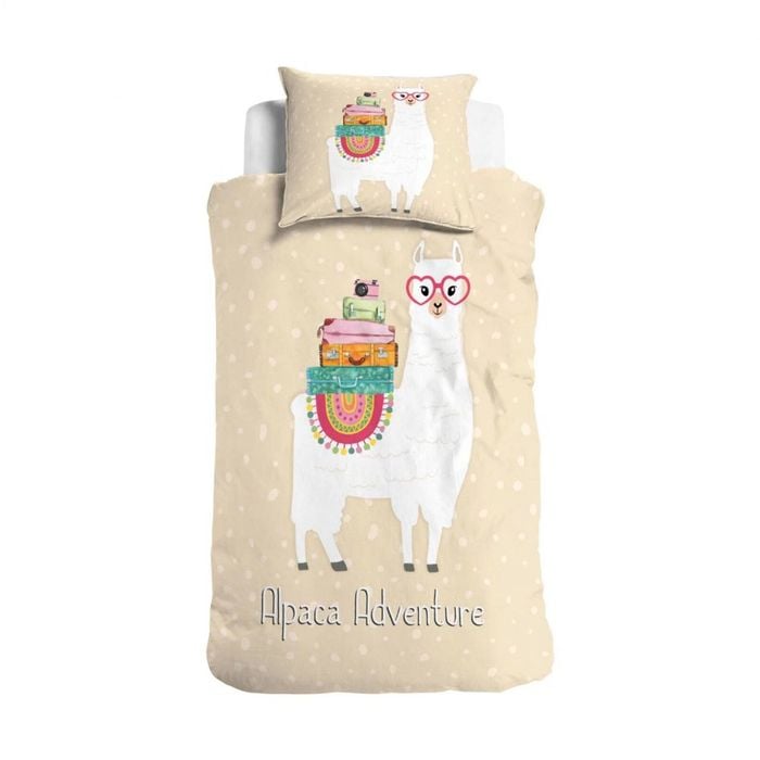 Little Monster Alex The Alpaca Kids Cotton Quilt Cover Set - Single Bed Size