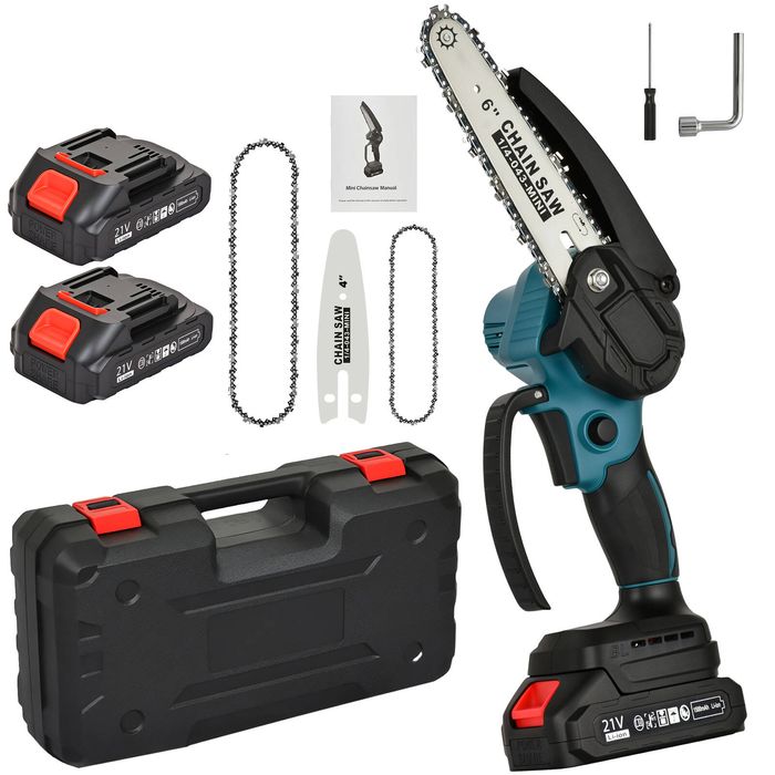 Advwin 4"+6" Mini Chainsaw, Electric Cordless Chain Saw with 2Pcs Batteries