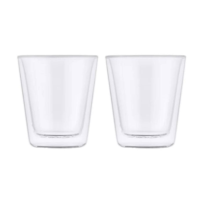2pc Maxwell & Williams Blend Double Wall Conical 200ml Glass Cup Set - Clear