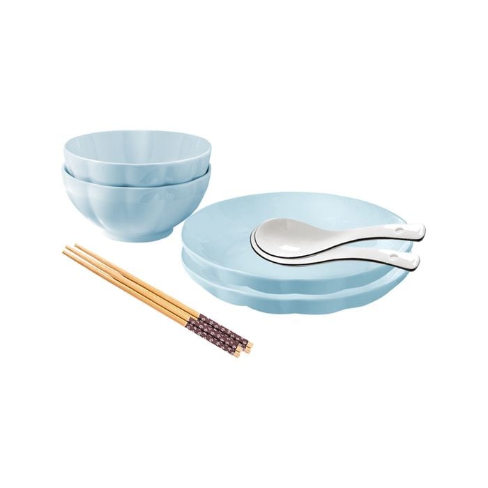 SOGA Light Blue Japanese Style Ceramic Dinnerware Set of 4