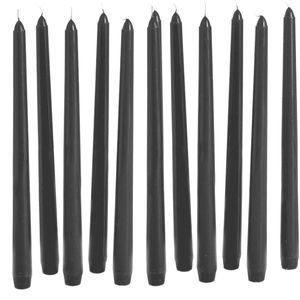 48x Tapered Dinner Candles Unscented Taper Wedding Candle 25cm in Black - Candles