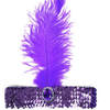 WIDE FLAPPER HEADBAND Feather Sequin Costume Gatsby Charleston Headpiece 1920s Purple