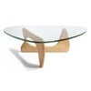 SD House Isamu Noguchi Replica Wooden Base Glass Top Coffee Table - Natural