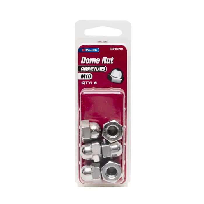 Zenith M10 Chrome Plated Steel Dome Nuts - 6 Pack