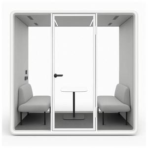 Focuspod Team Acoustic Office Pod — 2 Person Soundproof Rectangular Meeting Booth (white)