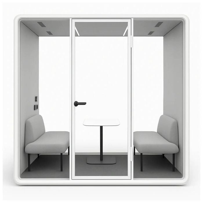 Focuspod Team Acoustic Office Pod — 2 Person Soundproof Rectangular Meeting Booth (white)