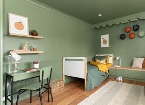 Room painted in the one colour being green