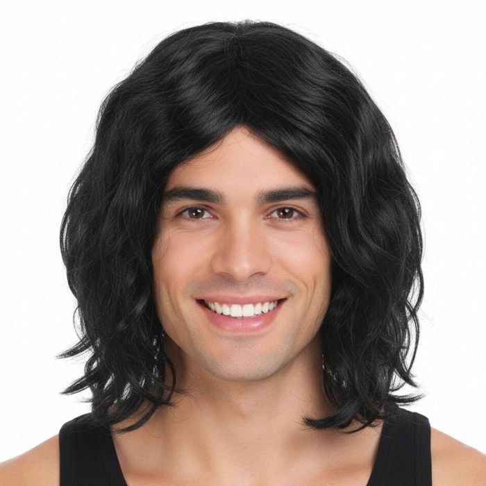 S WAVY WIG Curly Long Hair Disco Punk Rock Party Costume 60s 70s Black