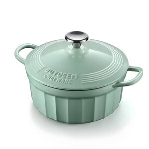 Buydeem Enamel Cast Iron Pot Lock Water Preservating 2.9l Light Green Cp552
