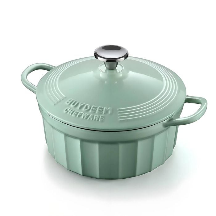Buydeem Enamel Cast Iron Pot Lock Water Preservating 2.9l Light Green Cp552