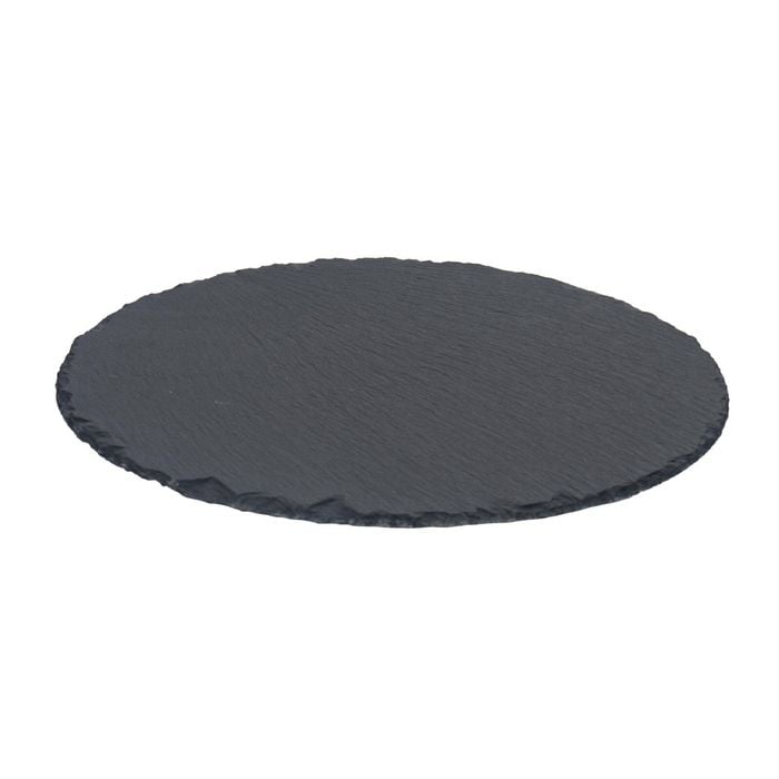 Argon Tableware 33cm Round Serving Platter - Natural Slate Raw Cut Serving Platter Savoury Placemat Cheese Board