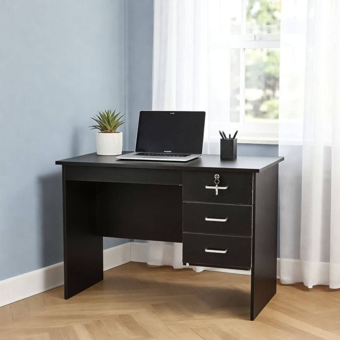 Redfern 0.9m 3 Drawer Study Desk - Black