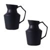 SOGA 2X Black Ceramic Pitcher Vases – 23.5x19.5cm