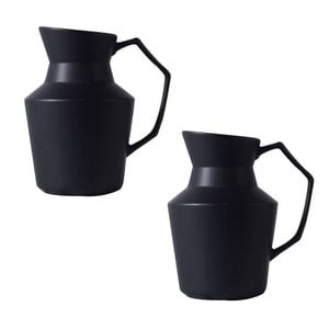 SOGA 2X Black Ceramic Pitcher Vases – 23.5x19.5cm