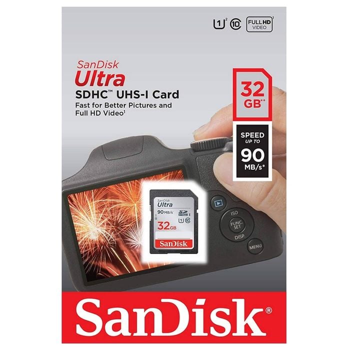 Sandisk Ultra 32gb Sd Card Sdhc Uhs-i Camera Dslr Memory Card Sdsdunr-032g 90mb/s New Version