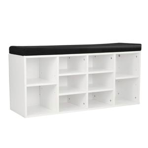 Shoe Rack Cabinet Organiser Black Cushion - 104 x 30 x 48 - White