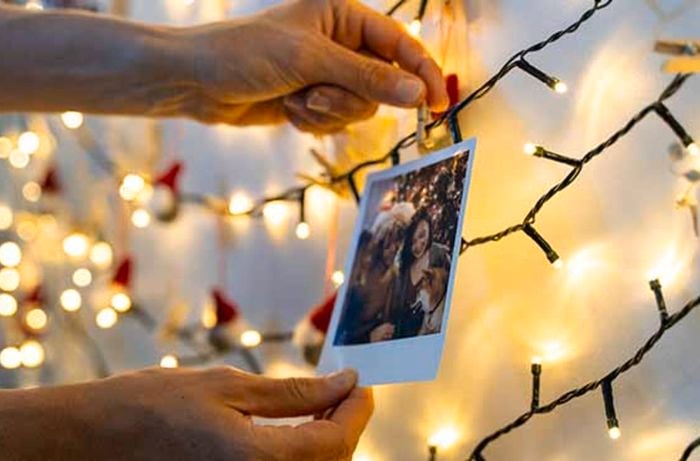 Attaching a card to fairy lights