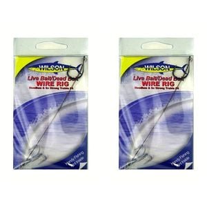 2x Wilson Live Bait/Dead Bait Wire Rig - #4 Treble & Hoodlum - 69lb Wire Trace