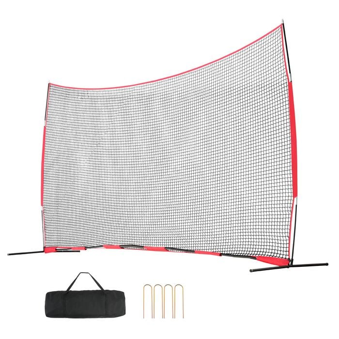 VEVOR 620x314cm Barricade Backstop Net Red Portable Practice Equipment with Carry Bag