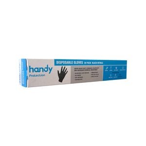Handy Black Nitrile Disposable Gloves - 20 Pack