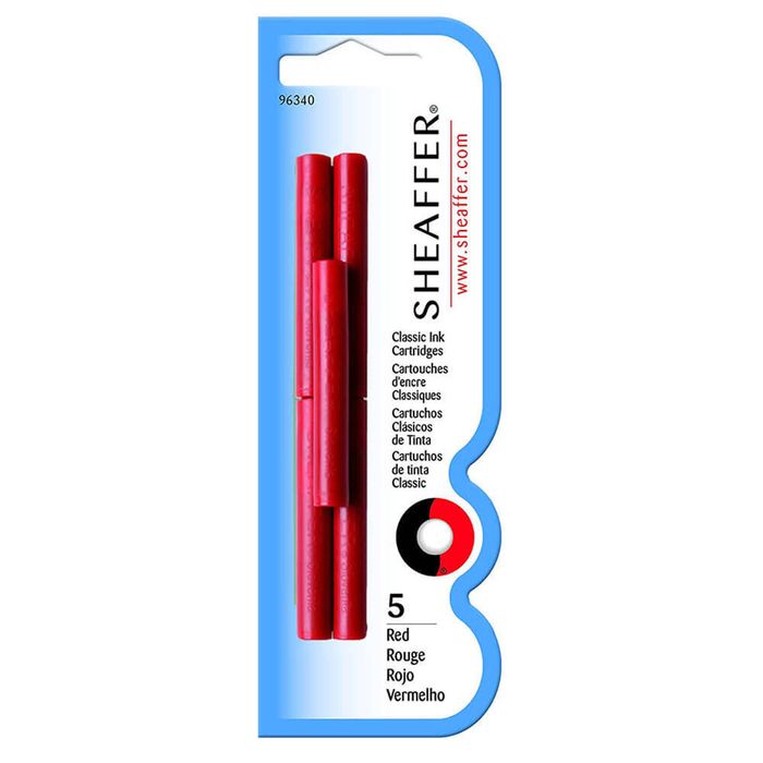 Skrip Fountain Pen Ink Cartridges (5 Per Card) (Red)