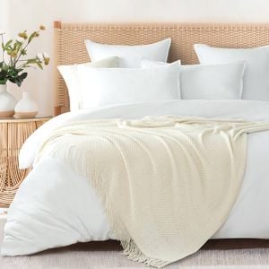 Gioia Casa Micro Plush Knitted Woven Throw Blanket - Snow