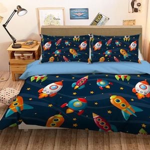 3D Rocket Stars 053 Bedding Set Pillowcases Quilt Duvet Cover Set Queen King