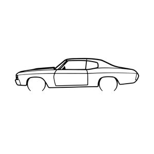 Ignite Laser Chevrolet 1971 Chevelle Ss Silhouette Metal Wall Art Rustic Metal 23.6inch/60cm