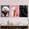 3pcs Cute Puppy Pink & Black Backgrounds Print 100% Australian Made 3 x 40x60cm (Metal Print)