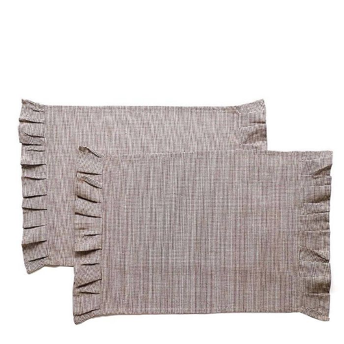 4pc Belle Check Cotton Placemat Set 48x33cm Rectangle - Earth Brown