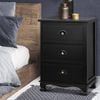 Artiss Black 3 Drawer Storage Vintage Bedside Table