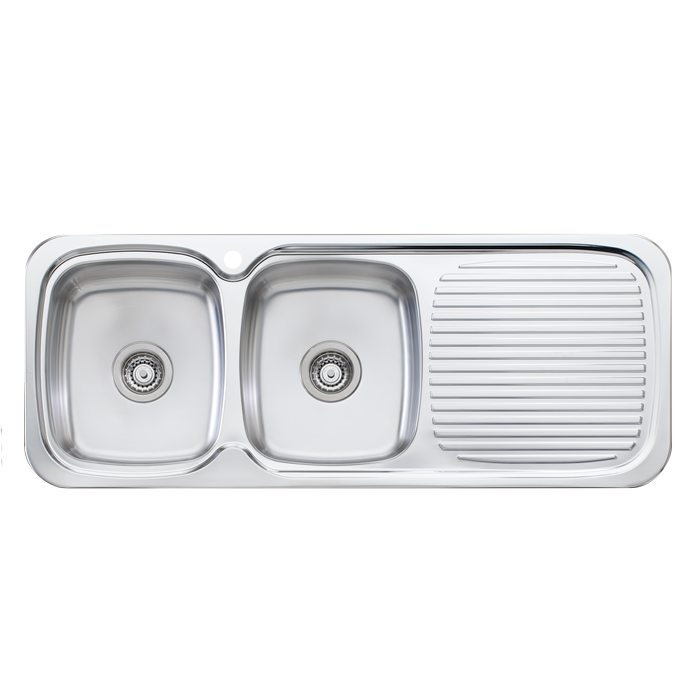 Oliveri LakeLand Double Bowl Topmount Sink With Drainer