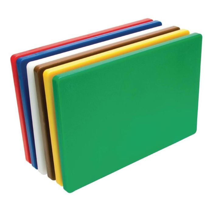 Hygiplas Chopping Board Set Thick Low Density Colour Coded Polyethylene 450x300x20mm - 6 Pack