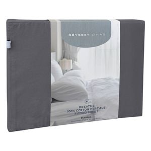Odyssey Living Breathe Cotton Fitted Bed Sheet Queen Charcoal